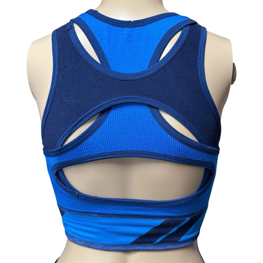 Lindr Zing Sports Bra Size M Blue Racerback Moisture-wicking Breathable Paneling